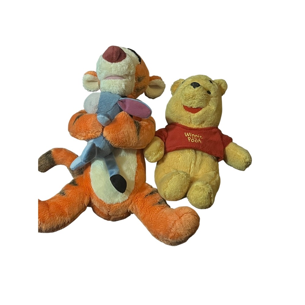 Disney Winnie the Pooh and Tigger with Eeyore Plush Stuffed Animal Toy Lot 2pc